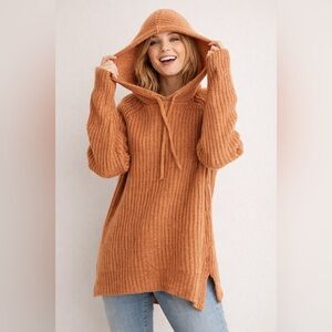 Aerie Oversized‎ Pullover Hoodie Ribbed Knit  Size Small Wool Blend